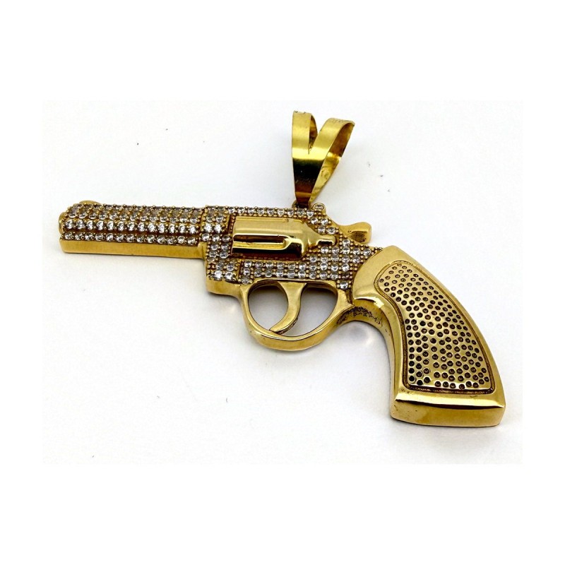 Medalla pistola circonitas de oro 18k